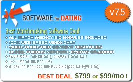 SOFTWARE for DATING / Best Matchmaking Software Deal + ALL MATCH AGENCY BIZ INCLUDED MODULES + 100% WEB BASED VIDEO CHAT + VIDEO/AUDIO/RICH CONTENT RESOURCES + BLOGS, FRIENDS NETWORK, EVENTS CALENDAR + SUPPORT TICKETS, NEWSLETTERS + EXTRA TEMPLATES + 1 INSTALLATION INCLUDED [ON REQUEST]